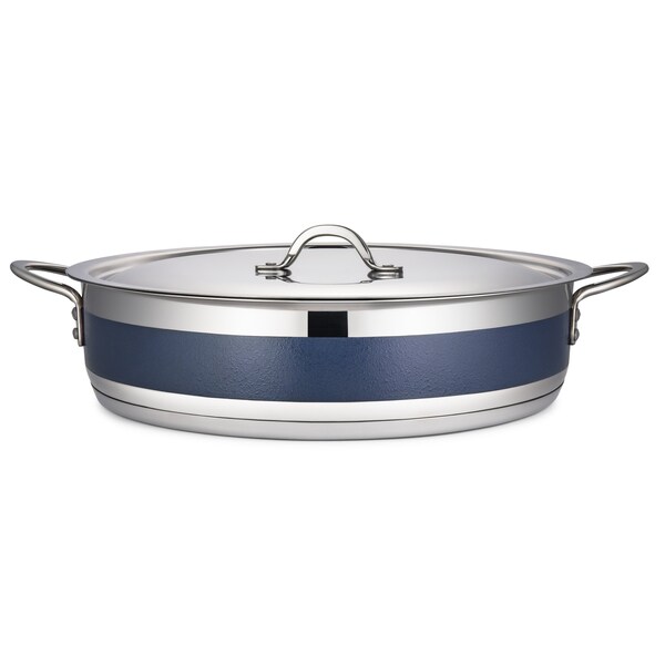 Bon Chef Country French 2 Pot W/Cover 14 3/4" Dia X 3 3/8" H 9 Qt - Cobalt Blue 71032-CF2-CB - main